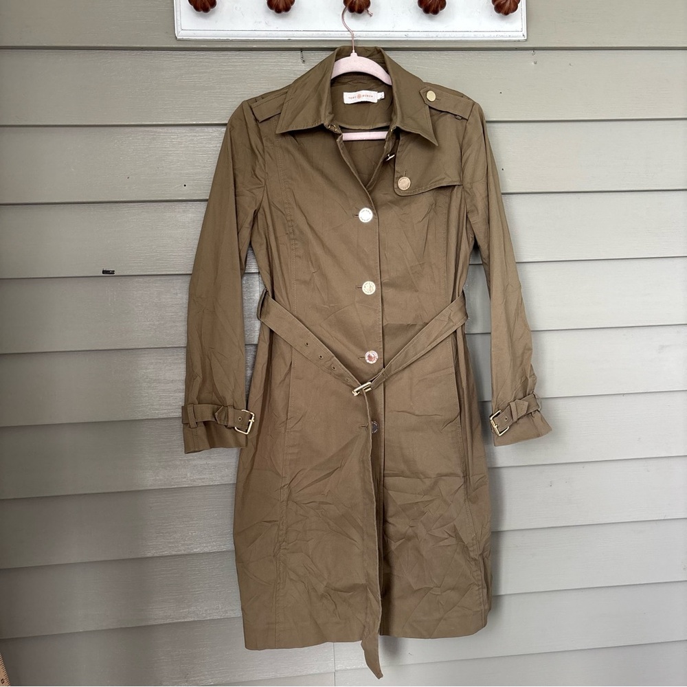 Tory Burch Green Trench Coat size 4
